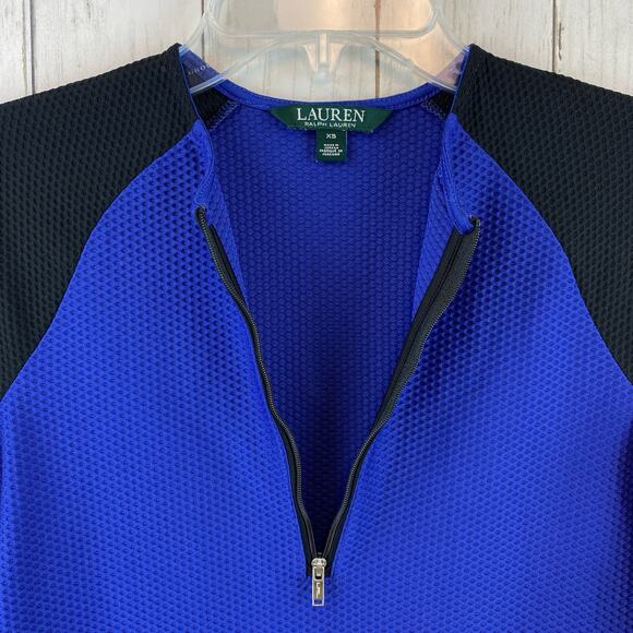 Lauren Ralph Lauren Blue/Black Colorblock 1/2 Zip Mesh Long Sleeve Shirt Size XS - Picture 4 of 11